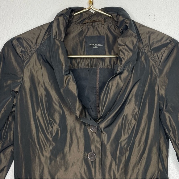 MaxMara blazer button brown Weekend sz 6 metallic sheen - Picture 3 of 10